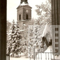 A református templom tornya télen