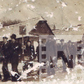 Felvonulas FO utcan - 1940 es evek elejen.jpg
